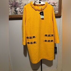 Tuckernuck Jackie Embellished Marigold Tweed dress